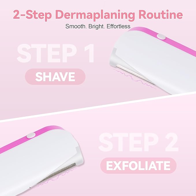 Sonic Dermaplaning Facial Hair Remover for Women, Gentle Peach Fuzz Removal Tool, Precision Control, Safe for Sensitive Skin, Portable & Rechargeable At-Home Skincare (Cameo Pink)