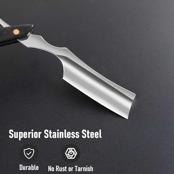 Professional Straight Edge Barber Razor,Straight razors for men, Premium Stainless Steel Shaver Razor with Shaving Strop for Men Home & Salon Grooming Using (NO.187)