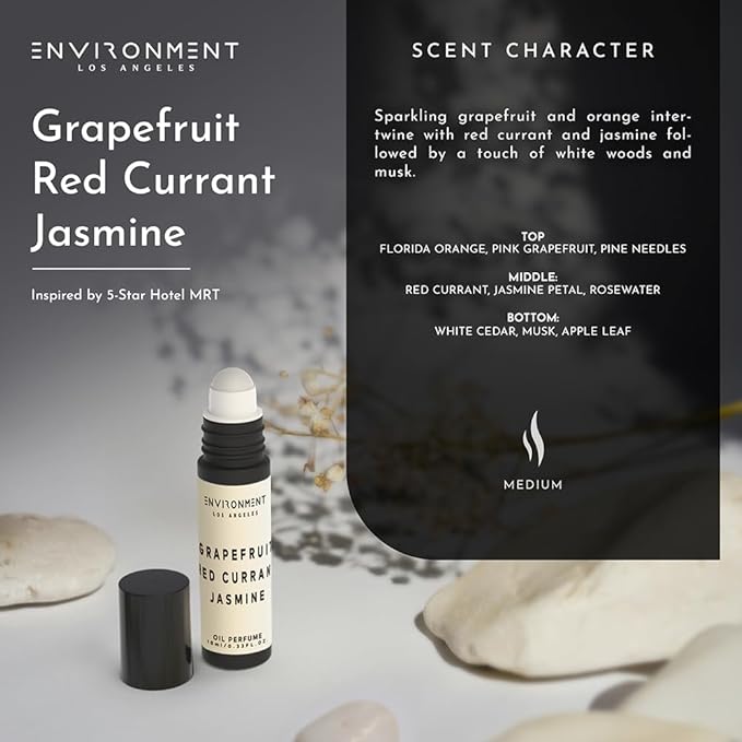 ENVIRONMENT Inspired by 5-Star Resort MRT 10ml Roll-on Perfume (Grapefruit | Red Currant | Jasmine) Body Oil Fragrance, Roll On Oil, Body Fragrance for Women & Men, Luxury Scents, Vegan & Cruelty-Free