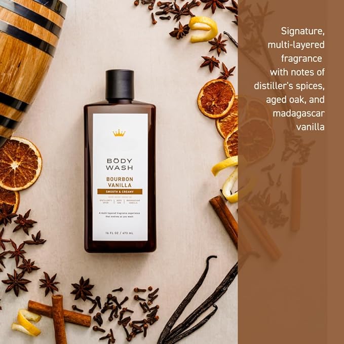 Mens Body Wash, Bourbon Vanilla, 16 oz