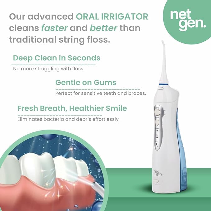 Cordless Water Flosser for Deep Cleaning of Teeth & Gums, Professional Dental Oral Irrigator with 3 Modes, IPX7 Waterproof Electric Flosser, Portable Rechargeable Flosser for Home, Travel, and Gifts