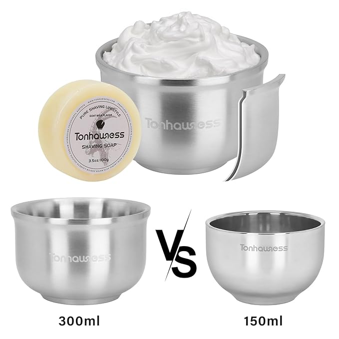 Shaving Brushes Kit For Men, 4 In 1 Shaving Brush Set Includes Nylon Bristle Shave Brush,Stainless Steel Shaving Bowl, Shaving Stand and Soap