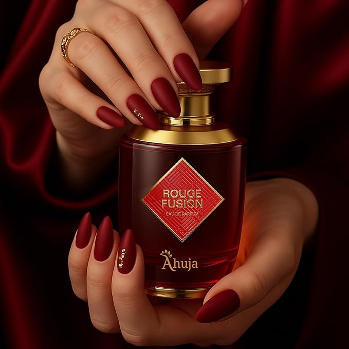 AHUJA Rouge Fusion Unisex Eau De Parfum (3.4 fl oz) — Long Lasting Cologne for Men & Women — Bold Citrus, Vanilla, Rose, Pine & Geranium Notes — Luxurious Gift Fragrance for All Occasions