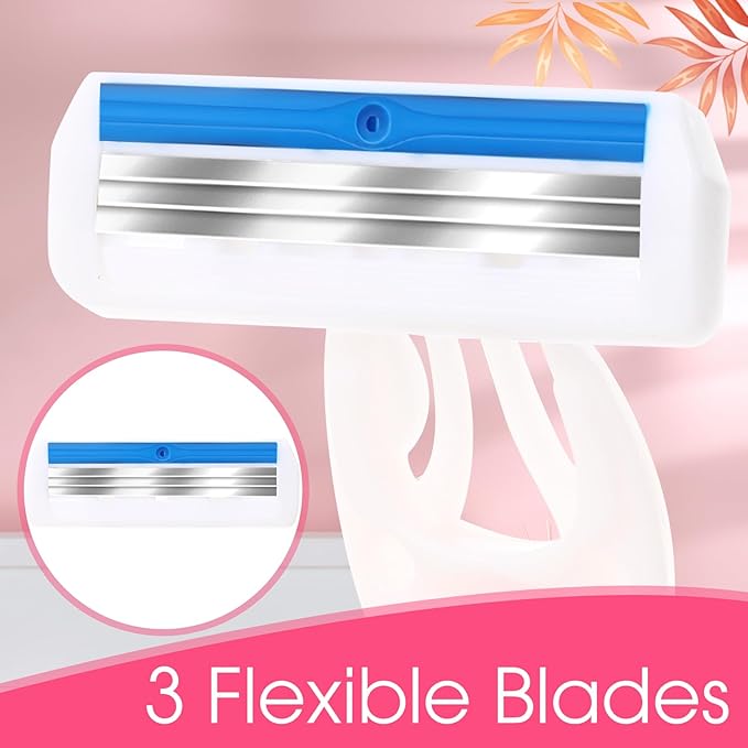 36 Pcs Sensitive Women's Disposable Razors Bulk 3 Blade Sensitive Skin Disposable Razors for Women Individually Packaged Travel Size Toiletries Ideal for Hotel Travel Donate Daily Use