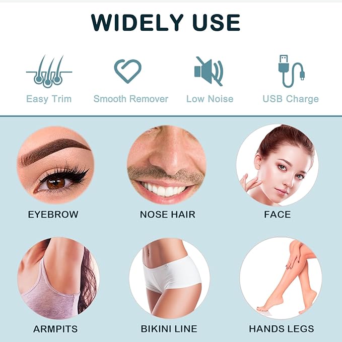 Eyebrow Facial Trimmer for Women - 2 in 1 Rechargeable Face Eye Brow Shaver - Face Remover Peach Fuzz Painless Facial Removal Built-in LED Light for Lips Arm Nose Hair Bikini Line Body (Pink)