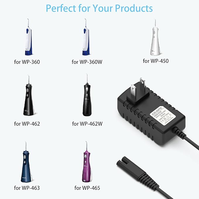Charger for Waterpik Cordless Water Flosser Cord Replacement for Waterpik WP360 WP360W WP360C WP400 WP440 WP440C WP450 WP462 WP462W WP468 WF13 WP100 Series 3V USB Portable Charging Cable 3V 5FT Black