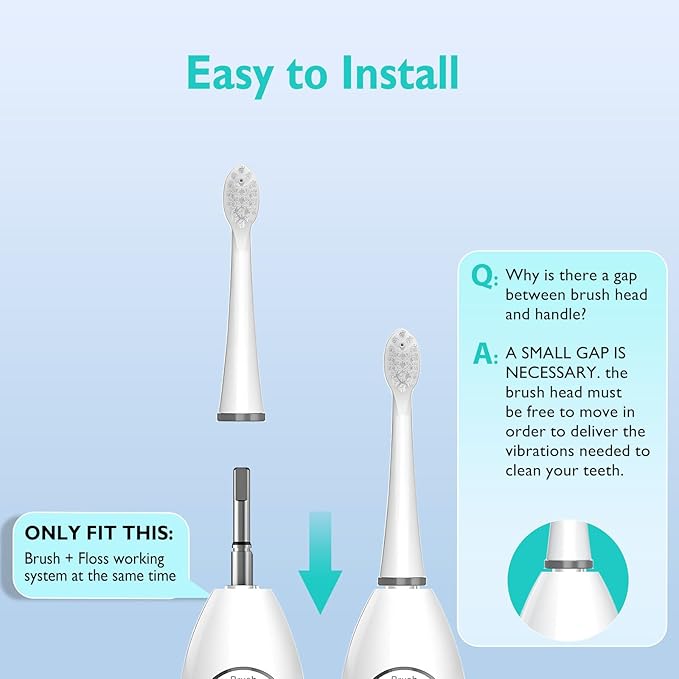 Replacement Brush Heads for Sonic Fusion 2.0 - Flossing Toothbrush Head with Color-Coded Rings & Hygienic Caps - 5 Pack White Hard Bristles - Compact Size