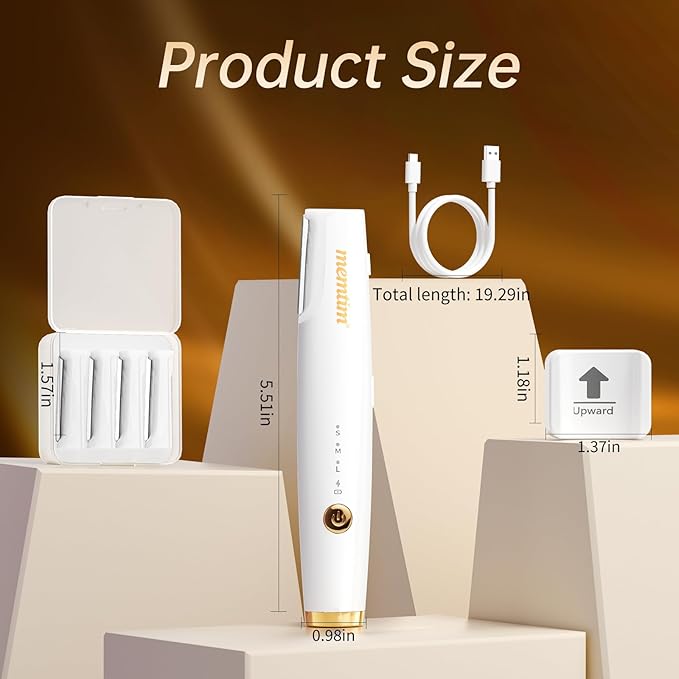 Dermaplane for Women Face Eyebrow Trimmer Peach Fuzz Facial Hair Removal with Led Light 3 Speeds Rechargeable Dermaplaning Tool with 4 Replaceable Blades(Gold)
