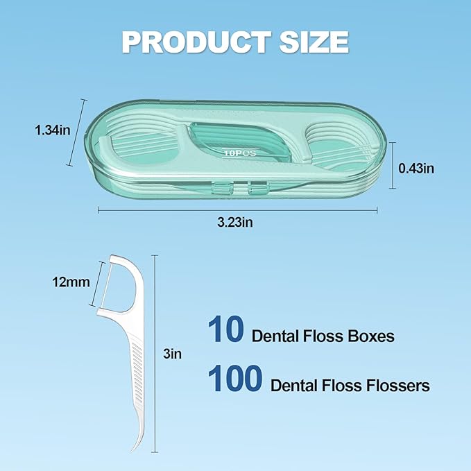 10 Pack Flosser Dispenser Dental Floss Case, Mini Floss Picks, Professional Toothpicks with Travel Case, Travel Purse Essentials for Teeth Cleaning, Portable and Hygienic