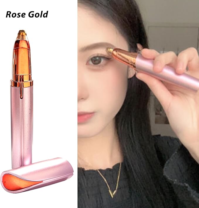2 Pack USB Rechargeable Portable Electric Eyebrow Trimmer Pen for Women,Painless Precision Eyebrow Hair Remover, Safe Eyebrow Shaver Razor Tool for face Leg Lip Armpit Hand(Rose Gold)