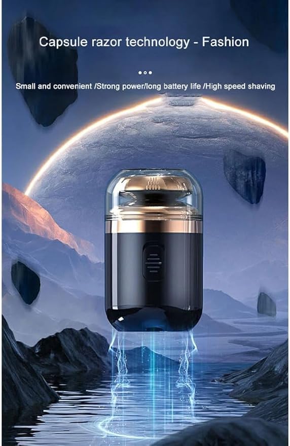 Mini Electric Travel Shaver for MenRechargeable Rotary Shaver WashablePocket Size Shaving Razor PortableClose Shave Beard Trimmer Wet & DryRotary Electrical Shave (Black)