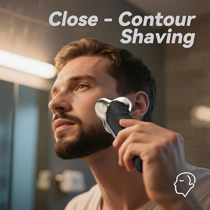 Electric Razor for Men, 2025 Upgraded Electric Shavers for Men, USB-C Rechargeable, Wet & Dry Shaver with Pop-up Trimmer and Travel Case (Black)