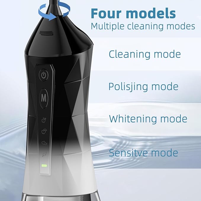 Water flosser+Electric Toothbrush Combination Set -5-Speed Sonic Electric Toothbrush, 4-Speed Portable Water flosser, Super Waterproof, a Great Gift for Friends (Black)