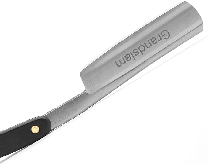 Grandslam Straight Razor Shave Ready Handmade Sharpened, 420 Steel Straight Razor Blade, 2 Layers Long Leather Canvas Strop, Sharpening Stone,2 Side Grit 3000 Waterstone Knife Sharpener