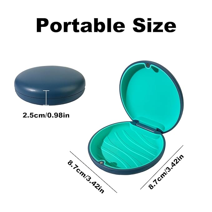 2PCS Retainer Case Compatible with Invisalign,Cute Slim Aligner Case,Customized Magnetic Closure Orthodontic Retainer Cases (2 Pack Grey + Cyan Silicone)