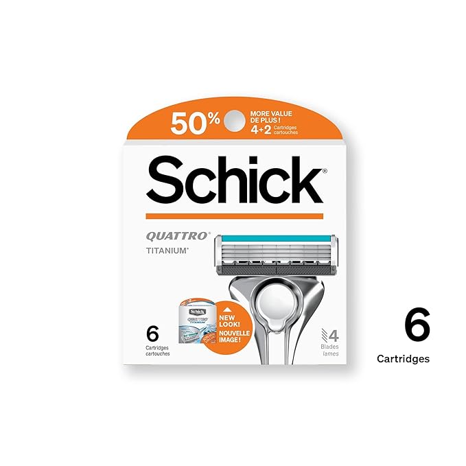 Schick Quattro Titanium Refills — Schick Quattro Refills, Men’s Razor Refills, 6 Count