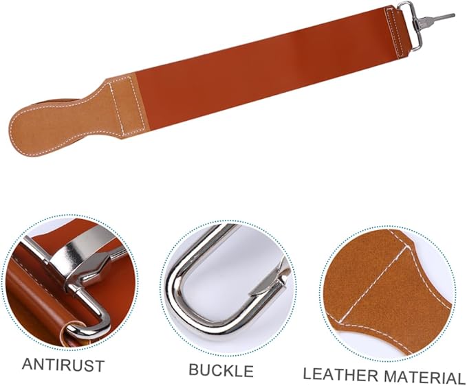 LIFKOME Leather Razor Strop Sharpening Belt Double-sided Canvas Hanging Buckle Great for Straight Razors Scissors and