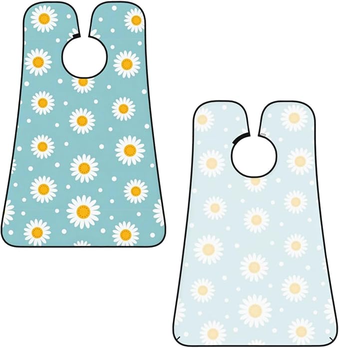 Professional Beard Bib, Non-Stick Hair Catcher Apron Waterproof, Shaving Grooming Essential for Men Dad, Light Blue Floral Daisy Flower Dots Shave Bib