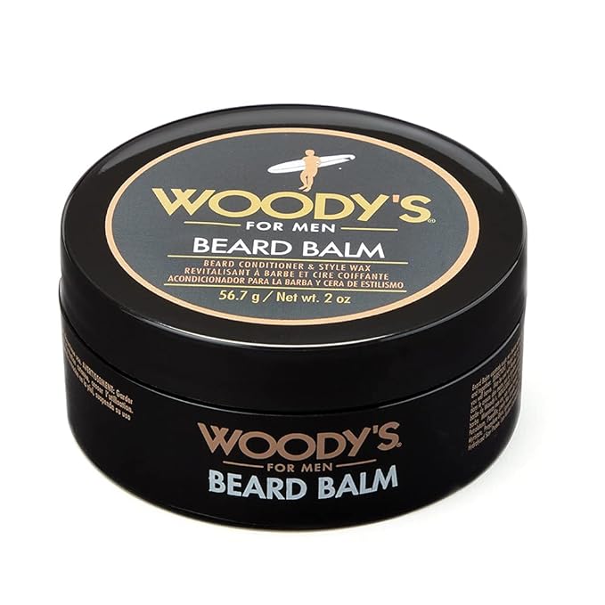 Woody's 2-in-1 Beard Balm for Men – Beard Softener for Men and Style Wax, Conditioner & Moisturizer Natural Beeswax, 2 oz