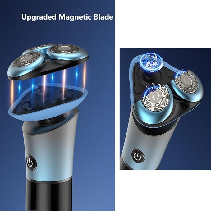 Electric Razor for Men, 4D Rotary Shaver, Wet/Dry Cordless Rechargeable Waterproof