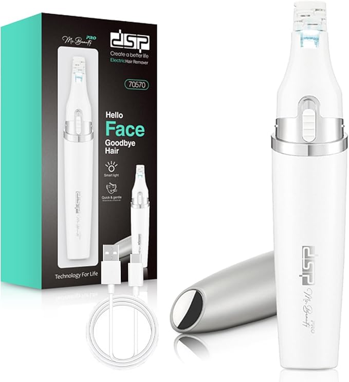 DSP Women's Facial Shaver - Electric Face Razor for Women with LED Light, Removable Blade for Easy Cleaning, Type-C Charge, Gentle Hair Removal Device