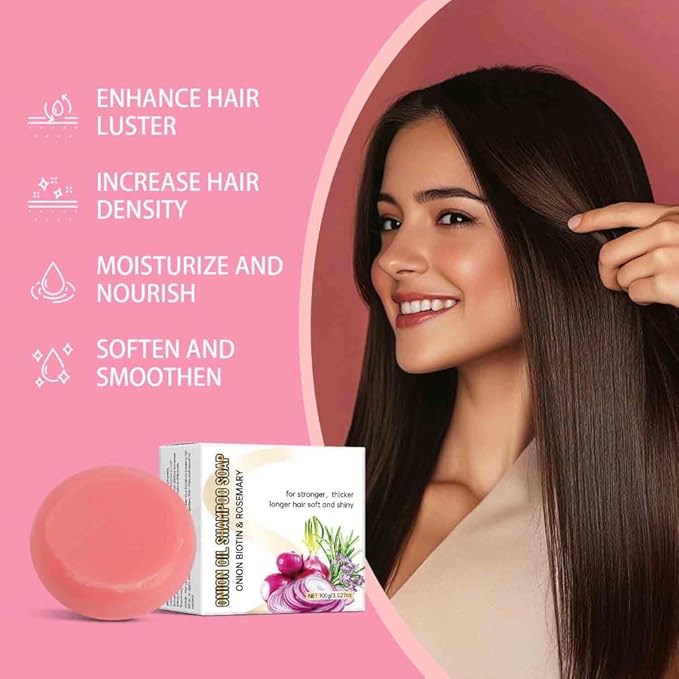3PCS Onion Rosemary Shampoo Soap, Handmade Soap Oil Control And Dandruff Removal Soap For Both Men & Women