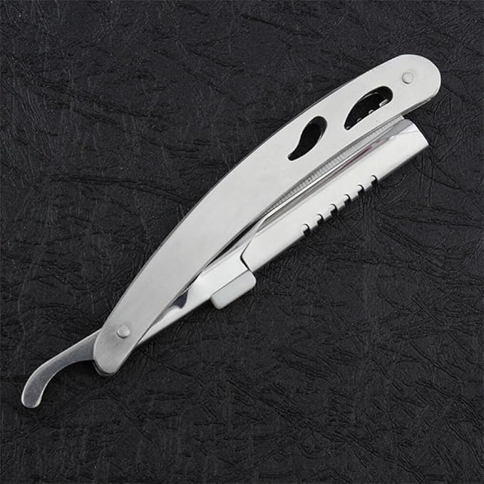 FRCOLOR Manual Razor Full Stainless Steel Vintage Not Include Blade Foldable Barber Razor Scraper Razor Beard Salon Haircut Tools for Men Use
