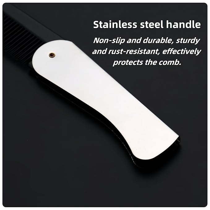 4 Pcs Folding Pocket Combs for Men - Stainless Steel Fine Tooth Hair Beard Combs for Styling Hair, Beard or Mustache Care, Compact Design for Travel & Everyday Grooming (Silver)