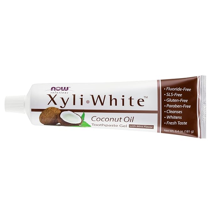 NOW Solutions, Xyliwhite™ Toothpaste Gel, Coconut Oil, Cleanses and Whitens, Cool Coconut-Mint Taste, 6.4-Ounce (Pack of 2)