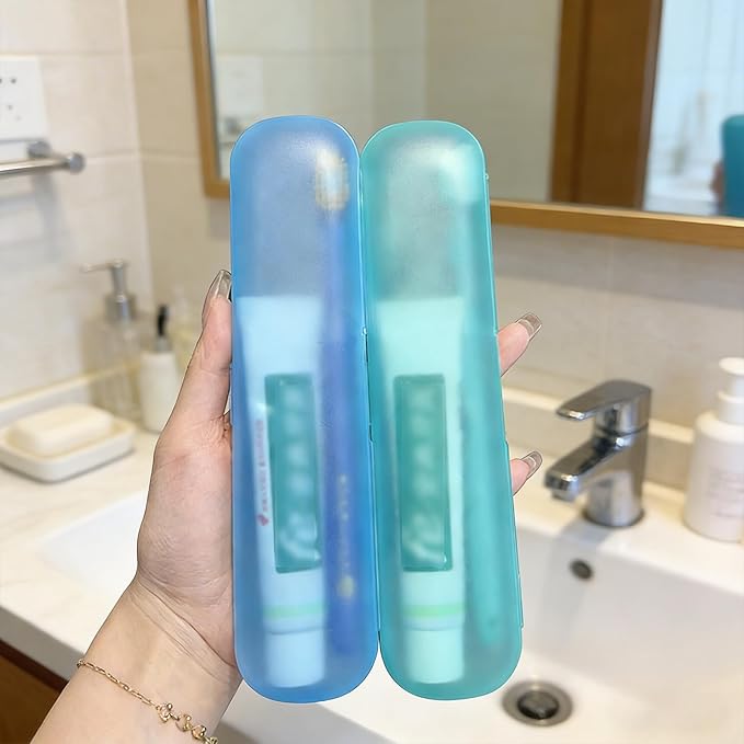 2 Pack Toothbrush Travel Case, Breathable Toothbrush Travel Holders, Tongue Scraper Case, Compact Portable Toothbrush Holder for Travel, Vacation, Camping, Gym, Business Trips, Office, Cruise