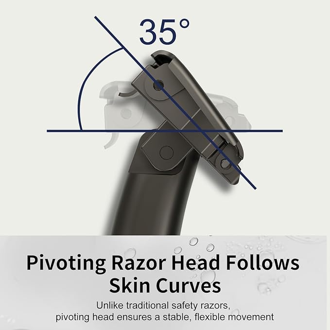 Dual-Blade Safety Razor with Pivoting Head, Reusable Metal Razors for Men, with 10 Double Edge Blades, Smooth Close Clean Shave, Matte Black