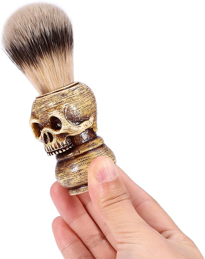 Shaving Brush, Hair Shave Brush, Skull Head Shape Mens Shaving Brush for Shaving Cream Foam or Soap