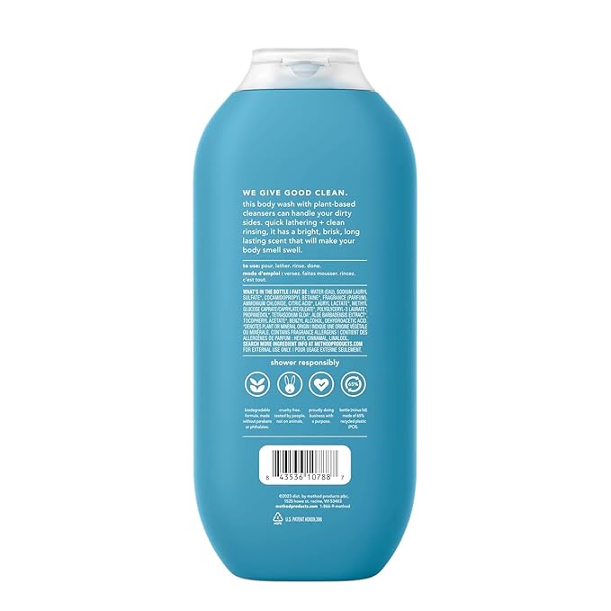 Method Men Body Wash, Glacier + Granite, Paraben and Phthalate Free, 18 FL Oz (Pack of 3)