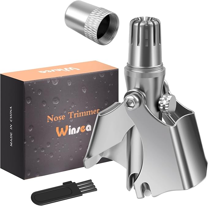 Stainless Steel Hair Trimmer for Men and Women - Manual Nose and Ear Hair Trimmer, Nose Clippers, 360° Rotating Hair Trimmer, Washable Nose Hair Remover