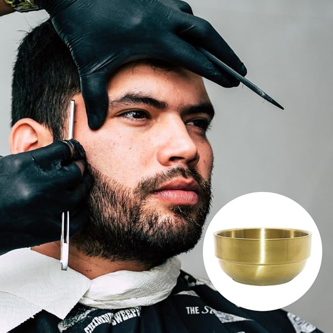 PRETYZOOM Stainless Steel Shaving Soap Bowl for Men Foaming Soap Cup Barber Shaving Vessel Gold Facial Cleanser Tool for Home and Travel