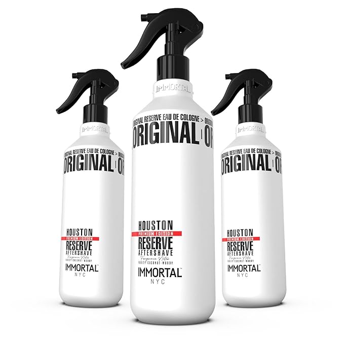 Immortal NYC Reserve Houston, Aftershave Spray Body/Face Men's Cologne, 13.5 oz / 400 ml, Barbers, Softens Skin, Refreshes, Revitalizes and Relieves Face and Skin, Moisturizing Formula After Shaving