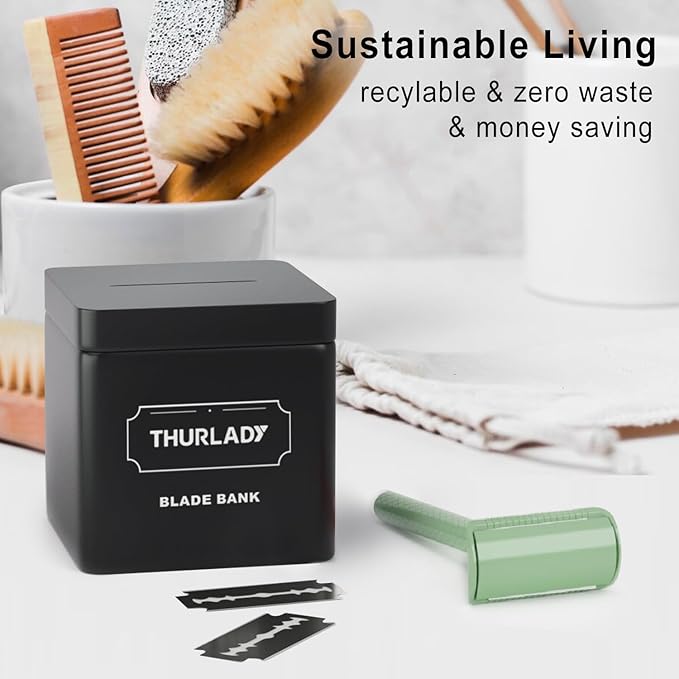 Forest Green Safety Razor - Single Blade Razors for Women - Reusable Metal Razor, with 5 Stainless Steel Double Edge Blades, Smooth Close Shave, Sustainable, Plastic Free