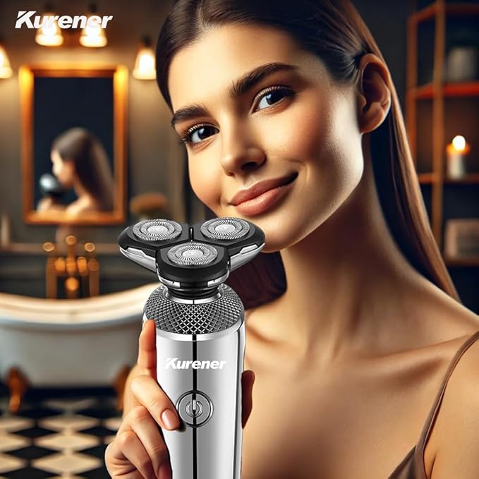 Electric Razor for Men, Kurener Electric Shaver for Men, Rechargeable Wet/Dry Shaver with Nose Trimmer Sideburns Trimmer