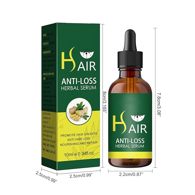 10ml Hair Growth Serum for Thinning Hair – Anti Hair Loss Treatment with Ginseng & Ginger Extract to Stimulate Follicles and Promote Denser, Stronger Hair
