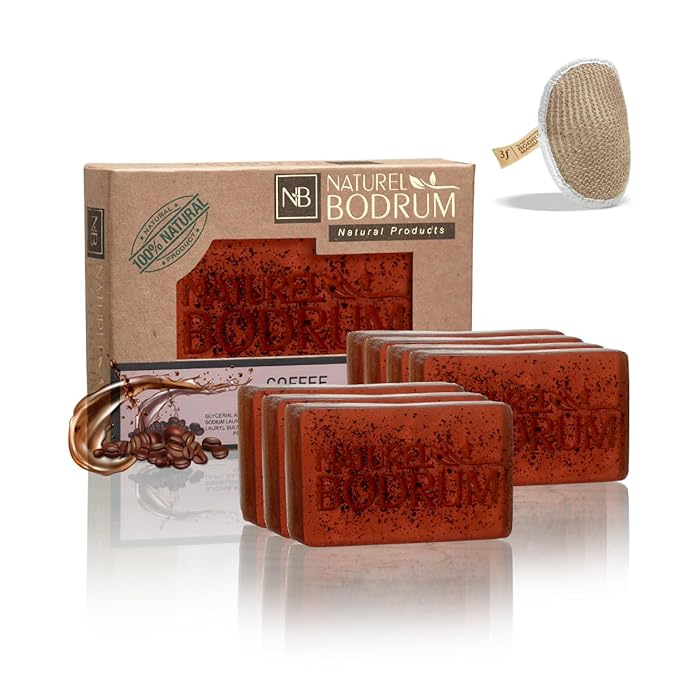 Coffee Organic Soap Bar for Women and Men, Pack of 7 Glycerin Soap Bars - Exfoliating Body & Face Soap with Coffee Grounds - Natural Spa Gift, for All Skin Types