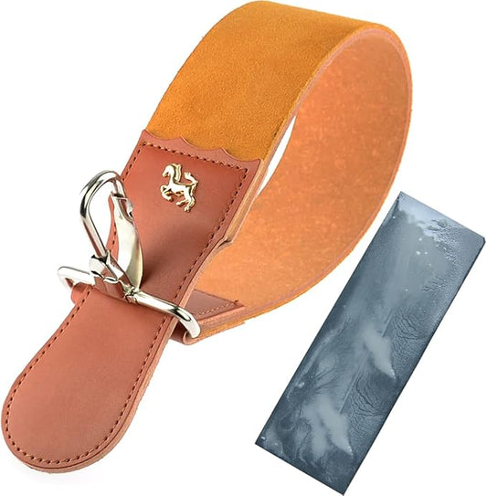 Straight Razor Strops with Sharpening Stone Dual Leather Strops Barber Hair Removal Shaving Sharpener Folding Knife Sharpening Belt