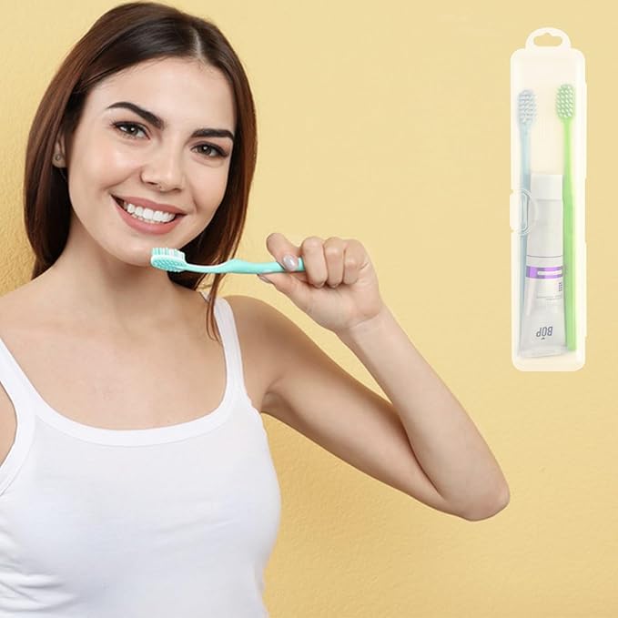 Portable Toothbrush Case 2 PCS Travel Toothbrush Holders with Lid and Air-holes Clear Plastic Storage Container for Tongue Scraper and Toothbrush, 19.8 x 4.5 x 2.7 cm / 7.8 x 1.8 x 1.1in