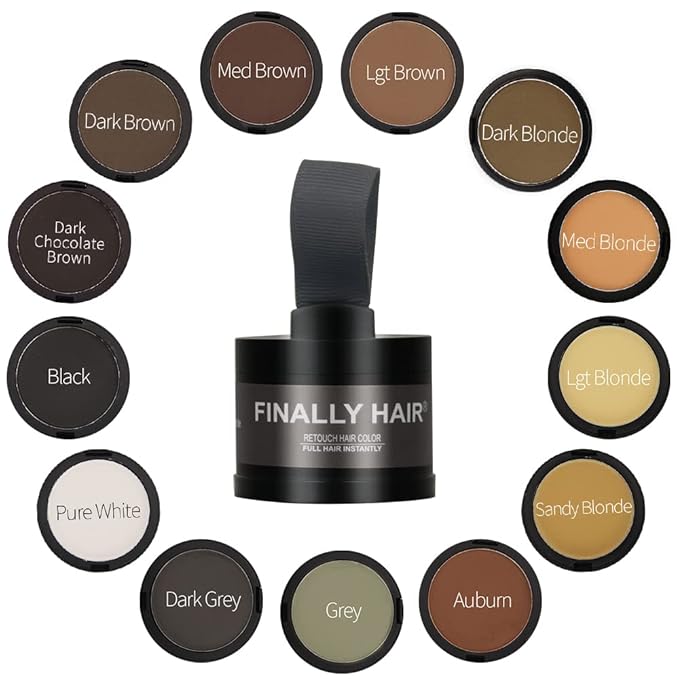Finally Hair Waterproof Blond Hair Fibers, Hair Loss Concealer, Hairline Creator, Gray Hair and Eyebrow Enhancer, Beard Filler with Fiber Shadow Powder