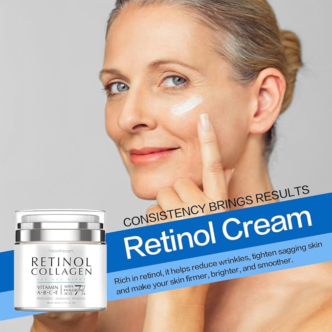 Night Cream Face Moisturizer with Retinol, Collagen, Niacinamide 10%, Anti Wrinkle Face Cream, Made in USA, Retinol Cream for Face, Anti Aging Face Cream, Face Moisturizer for Women, 1.7oz