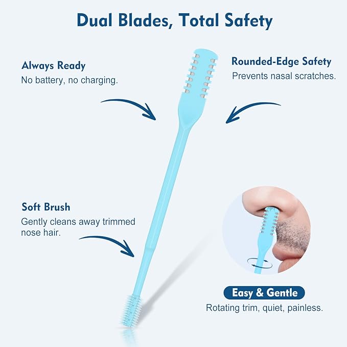 Nasal Hair Cutter, 5PCS Upgraded 360° Rotating Nose Hair Trimmer, Portable Double-Sided Nose Hair Trimmer for Men and Women, Complete Set in 5 Colors with Soft Brush