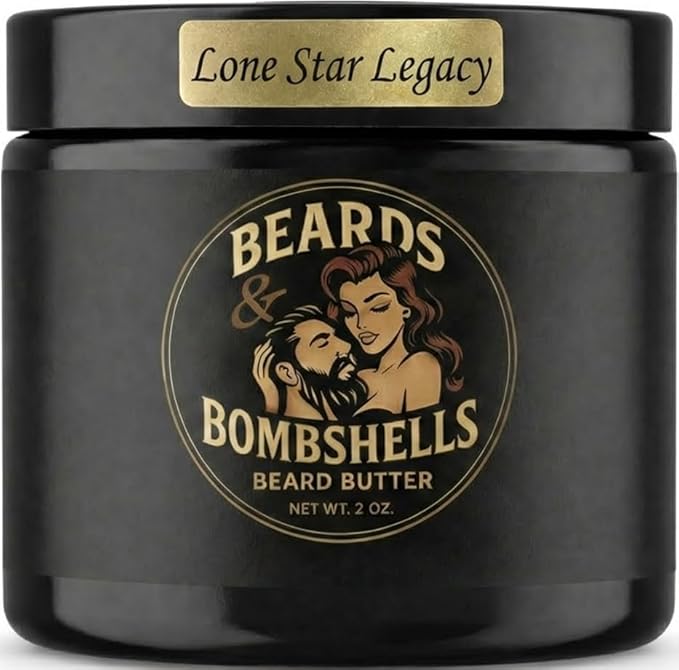 Beards & Bombshells Hydrating Beard Butter, Light Whipped, Non-Greasy, Softens Hair, Tames Frizz, Adds Light Shape (Lone Star Legacy)