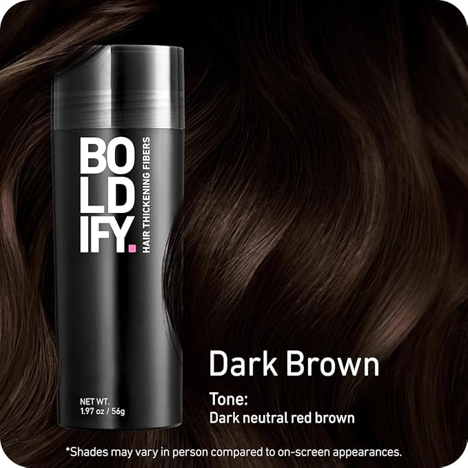 BOLDIFY Hair Fibers (2 x 56g) - Fill In Thinning and Fine Hair for an Instantly Fuller, Thicker Look - 14 Shades for Women & Men - Dark Brown