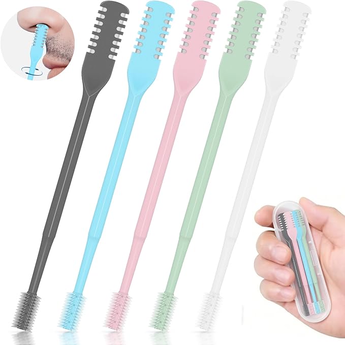Nasal Hair Cutter, 5PCS Upgraded 360° Rotating Nose Hair Trimmer, Portable Double-Sided Nose Hair Trimmer for Men and Women, Complete Set in 5 Colors with Soft Brush
