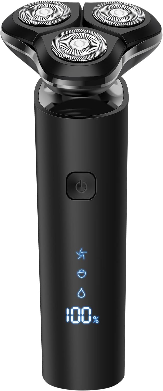 Black Electric Razor for Men with 3-Blade Rotary System, Touch Switch, LED Display, Travel Lock