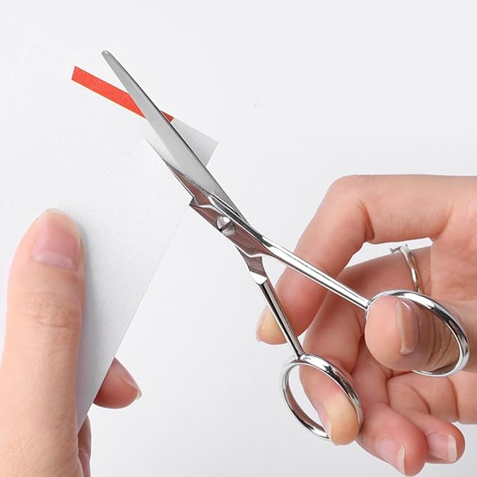 PRETYZOOM Stainless Steel Anti-Slip Mustache Scissors Beard Grooming Small Precision Hair Cutting Scissors for Men Bathroom Use